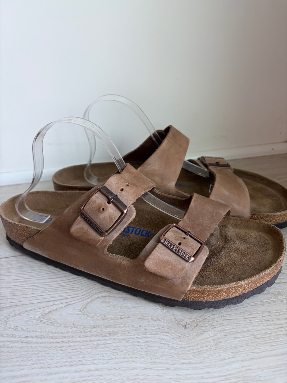 Birkenstock Oiled Leather Arizona Sandals in Tan Brown